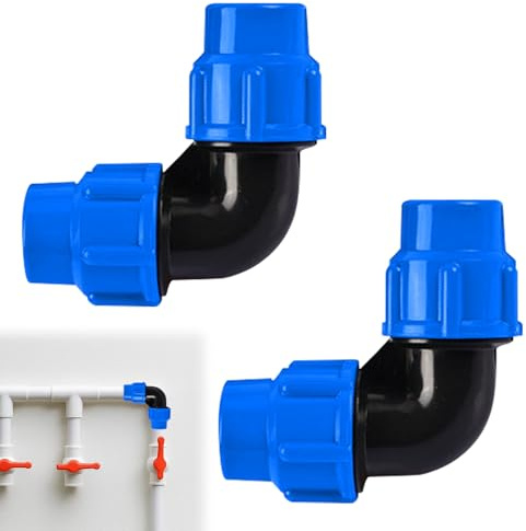 Menibeuty 2pcs Raccord coudé à 90 degrés 20mm x 20 mm pour tuyau d’eau PE de compression – Raccords de plomberie coudés PN16 – connecteur compatible avec tuyaux PE80 et PE100