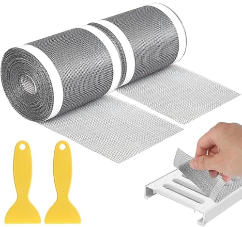 2er Set Selbstklebender Abflusshaar, 10cm*10m Duschsieb Abfluss Haare Mesh, Haarfänger Dusche aus PVC Gaze, Haarfänger Länglich mit 2 Spachteln Abflusssieb Aufkleber, für Dusche, Badewanne, Küche