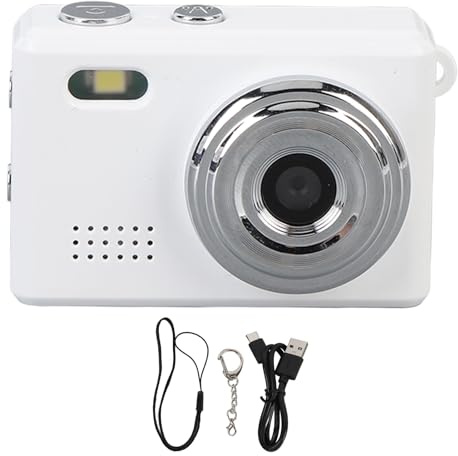 Elprico Petit Appareil Photo Numérique, 1080p HD, Objectif 160 Degrés, Rétro, Portable, CCD, avec Batterie Intégrée et Dragonne, pour L'enregistrement Vidéo et la Prise de Photos