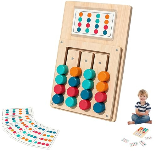 4 Farbe Sortierspiel - Holzpuzzle mit Karten Vorschule Beschäftigung Spiele, Montessori Spielzeug, Farbe Logikspiele Sortierbox, Kinder Jungen Mädchen, Kinderspiele, Activity Spiel