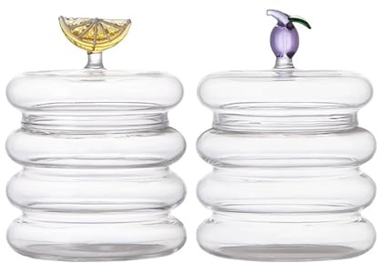 BSKJMMP Piccola zuccheriera con coperchio in vetro trasparente a forma di cubo, contenitore per miele, contenitore dispenser per casa, cucina, bar, 2 pezzi