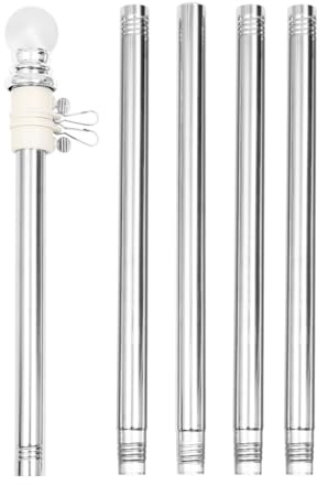 FRCOLOR Fahnenmast 6 ft Stabil aus Edelstahl mit Drehbaren Ringen und Wetterfester Wandbefestigung für Garten und Balkon