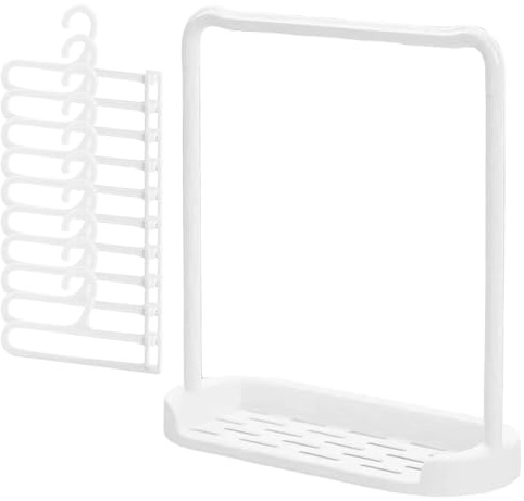 Puppenschrank, Puppenhausmöbel aus Kunststoff, inklusive Kleiderständer und 10 Mini-Kleiderbügel, Puppenkleidungsaufbewahrung zum Ordnen und Ausstellen, Puppenhausmöbel