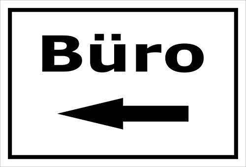 Melis-Folienwerkstatt Schild – Büro – Pfeil nach Links – 15x20cm, 30x20cm und 45x30cm – Bohrlöcher Aufkleber Hartschaum Aluverbund -S00353-002-A