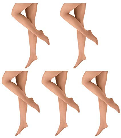 ELBEO Damen Strumpfhose Da. Tanzstrumpfhose, 5 Stück 70 Den, Braun (Skin 4008), 38-40