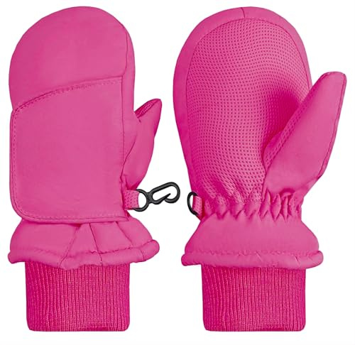N'Ice Caps Kids Waterproof Snow Mittens Cold Weather Thinsulate Insulated (Fuchsia, 4-5 Years)