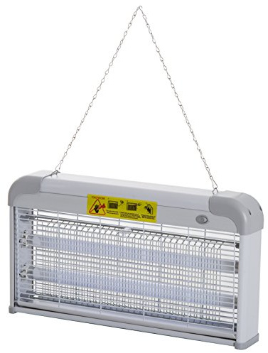 Outsunny Elettroinsetticida da Esterno e Interno con Lampada Antizanzare UV per 60m², Zanzariera Elettrica 20W, Grigio e bianco