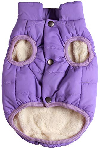 JoyDaog Hundejacke für den Winter und kaltes Wetter, 2-lagiges Fleece, warm, weich, Winddicht, für kleine Hunde, Violett, Größe XS