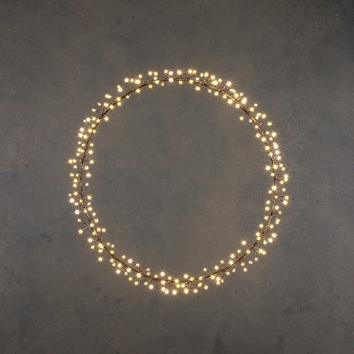 Luca Lighting Weihnachtskranz mit 210 warm-weißer LED-Lämpchen - Ø50 cm - Schwarz