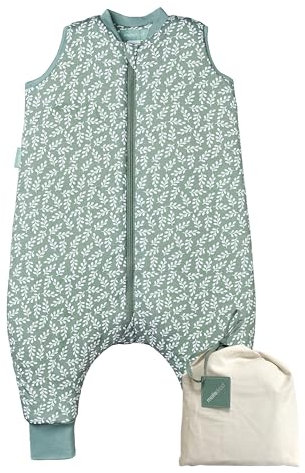 molis&co - Baby Schlafsack mit Füßen 2.5 TOG - Ganzjahres Schlafsack - Babyschlafsack mit Beinen - 100% Baumwolle (Oeko-TEX 100), Winterschlafsack Premium Qualität - Green Garden (70 cm)