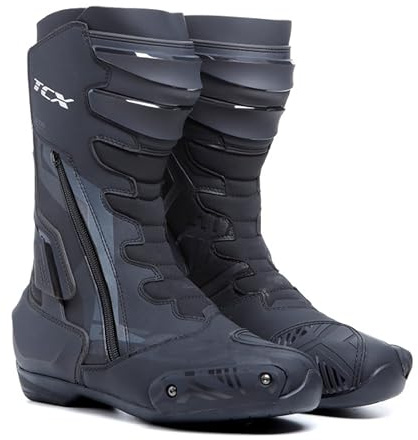 TCX S-tr1 herr sport och certifierad motorcykelstövel med mikrofiber ovandel, elastisk dragkedja på sidan och kardborreband, Svart, 46 EU