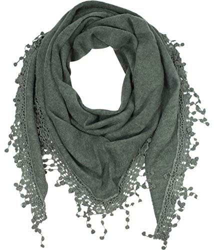 fashionchimp Chal de mujer con borlas decorativas y mezcla de bordados con patrón, bufanda con flecos, pañuelo triangular, Talla única