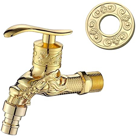 Antike Kupfer Wasserhahn - Drachengeschnitzter Messing Wasserhahn für Zu Hause, Küche, Bad, Outdoor & Garten (Gold)