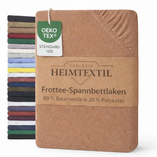EXKLUSIV HEIMTEXTIL Sábana bajera ajustable de rizo, 120 x 200 cm, color marrón guirlache