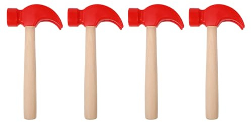 Toyvian 4 Pcs Kids Wooden Hammer Toys - Realistic Small Mallet Set with Plastic Head, Educational Learning Toys for Toddlers, Hand-Eye Coordination & Fine Motor Skills Development
