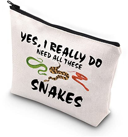 PLITI Snake Lover Gifts Snake Makeup Bag for Women Girls Yes I Really Do Need All These Snakes Funny Snake Travel Pouch(Need All snakesU)