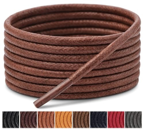 Handshop 3 Pares de Cordones para Zapatos de Vestir|Finos Cordones Encerados Redondos|8 Colores en 70cm-120cm
