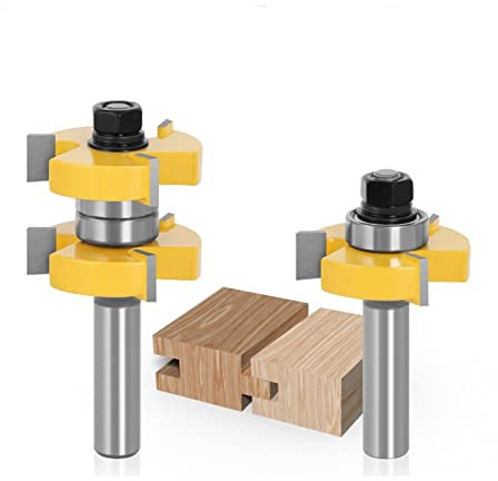 DOUZLE 2 Teile/Satz Nut Und Feder Fräser Set, 12mm 1/2 Zoll Schaft Zunge Nut Fräser 1-1/2 Zapfenfräser for Holz Holzbearbeitung (Size : 12mm Shank)