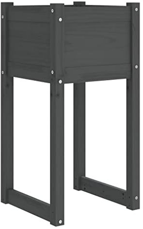 Hochbeet aus Holz Pflanzkasten Blumenbett Frühbeet Bausatz für Gemüse, Kräuterbeet Blumenbeet Gemüsebeet Pflanzkübel Pflanzbeet für Terrasse Balkon & Garten, Grau 40x40x81 cm