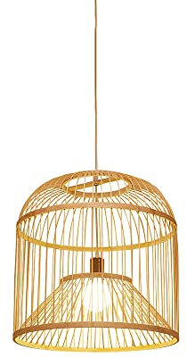 MODEBHD Neuer Bambus-Kronleuchter im chinesischen Stil, handgefertigte Hängelampe, Restaurant, Teehaus, Laterne, kreative Lampe, Vogelkäfig, Bambus-Kunstlampe, Korblampen, Bauernhaus-Pendelleuchte.
