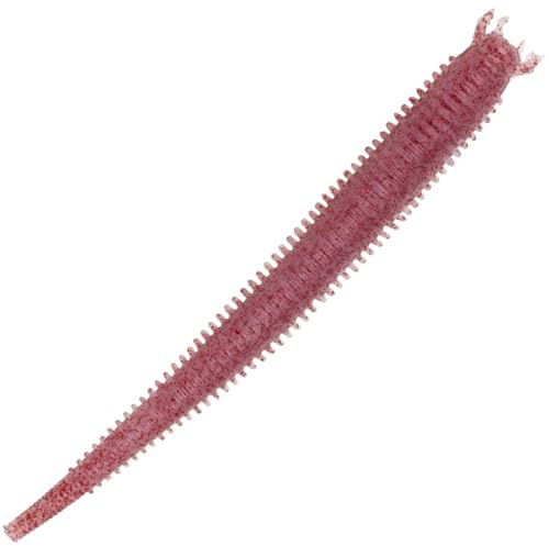 Berkley Gulp, Saltwater Fat Sandworm; Realistiskt mjukt plastfiskebete, saltvattensfiskare; verklighetstrogen action; infunderad, Doft; Båt, strand och flodmynning, 10cm, Clear Red Fleck