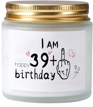 Bolosa Lavendel-Duftkerze im Glas zum 40. Geburtstag für Frauen | Weiße Duftkerze mit Lavendelduft und 39+1-Motiv, als Geschenk für Mutter, Freundin oder Kollegin