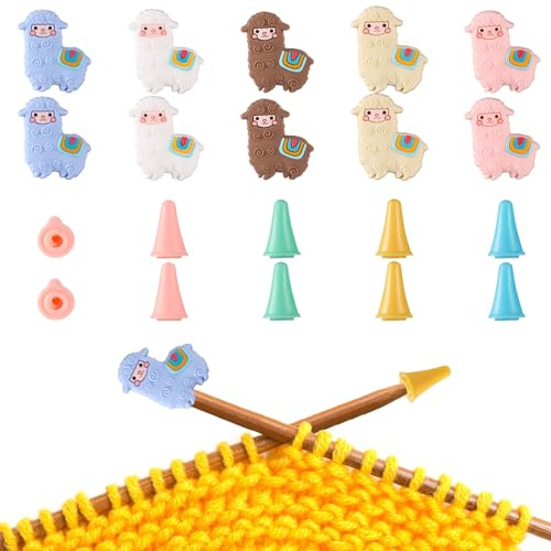 20 Stück Stricknadelstopper, 10 Alpaka und 10 Konische Stricknadelspitzenstopper Stricknadelspitzenschutz Maschenstopper für Größere Stricknadeln
