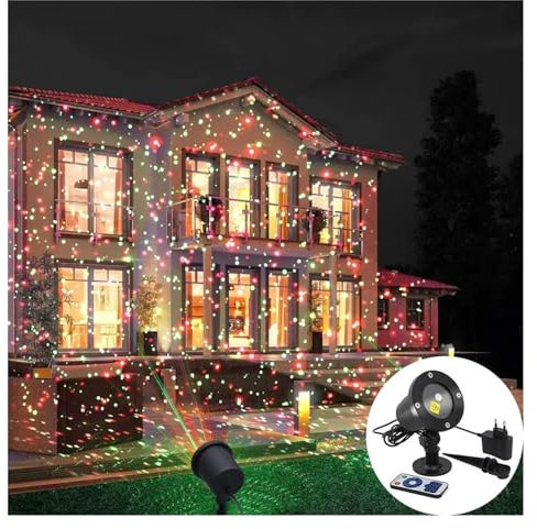 MEIVIYA Proiettore Natalizio per Esterni, Faretti R&G Impermeabili for Esterni con Luce da palcoscenico a LED da Giardino, for proiettori a Stella, for la Decorazione Natalizia del Prato