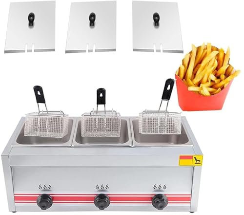 DHMYDPDZ Friteuse à Gaz10l/20l/30l,Friteuse à Gaz Professionnelle,Friteuse Commerciale Acier Inoxydable avec Paniers Friteuse,pour Cuisine à Domicile Restaurant Commercial Frites Beignets Poisson,30L