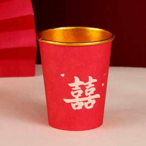 50pc Tableware Wedding Gold Foil Paper Cups Bowls Chinese Style Wedding Party Supplies Home Decoration Water Tea Cups-type6
