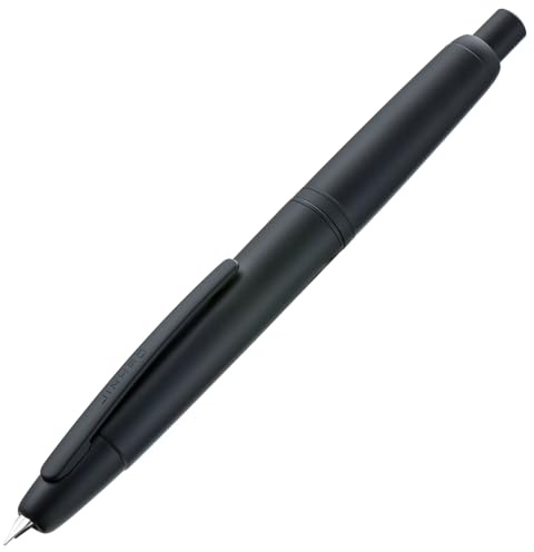 Jinhao 10 Press Fountain Pen with Box, Matte Black Retractable Fine Nib with Converter Set (Clip Version)