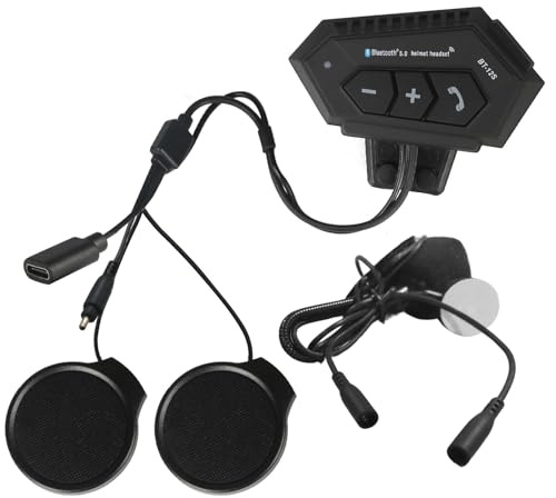 TKSE Auriculares Bluetooth para motocicleta, casco de motocicleta, auriculares inalámbricos Bluetooth V5.0, reducción de ruido, altavoz, soporte de manos libres (BT12S)
