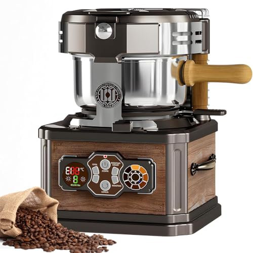 Retro Coffee Bean Roaster, 150g Smart Coffee Roaster with 3 Baking Modes, 8 Heating Settings, Silent Roasting, Household Coffee Bean Roasting Machine for Cafe Shop, Home, Camping