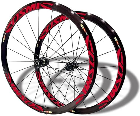 HZXQCVB Rennrad-Laufradsatz 700C Aluminium-Legierung Felgen Scheibenbremse Vorder- Und Hinterrad Schnellspanner 24H Naben Für 7/8/9/10/11 Gang Kassette(Red,50MM)