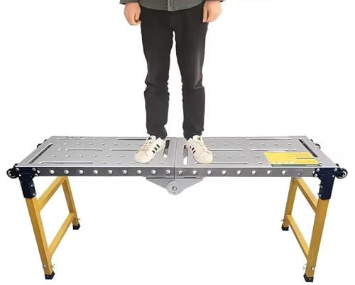 Ponteggi in metallo per lavori di manutenzione domestica, piattaforma telescopica per taglio di siepi e costruzione generale di cantieri (90 x 30 cm)