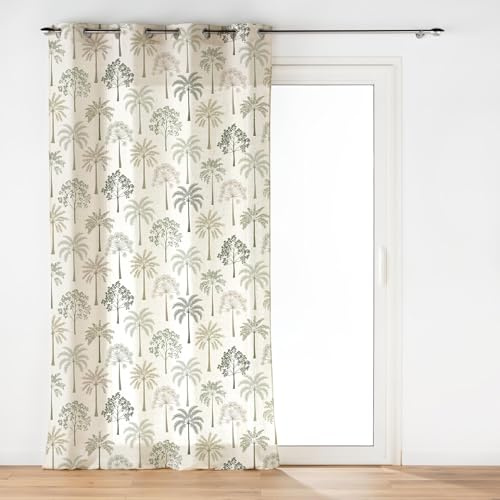 Douceur d'Intérieur, Palmea - Tenda con occhielli (140 x 280 cm) con stampa in voile sabbiato
