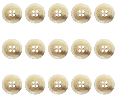 15 Stück Knöpfe für Strickjacke,4 Loch Knöpfe Kaufen,Knöpfe Zum Annähen,Holzknöpfe,DIY Buttons Selber Mache,Machen Verzierung,für Hosenknopf Jacken Praktischer Blazer Mantel Jeans Buttons(Weiß 20mm）