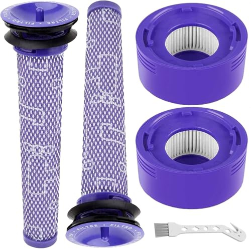 EFOTIML 4 Pack Vakuumfilter Ersatz Kit für Dyson V7, V8 Tier und V8 Absolute Schnurloser Vakuum, Dyson Ersatzfilter, 2 Post Filter,Ersatz Teil Nr. 965661-01 & 967478-01