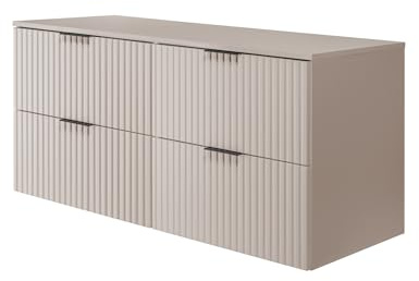 3xE living Mobile da bagno, cashmere con maniglia nera/con piastra superiore, 120 x 57 x 46 cm