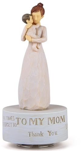 Mom and Daughter Music Box Gift for Mom Figurine, Mother Son Sculpted State Hand-Painted Collectible Figurine Musical Mother Day Birthday Christmas Plays Castle in the sky