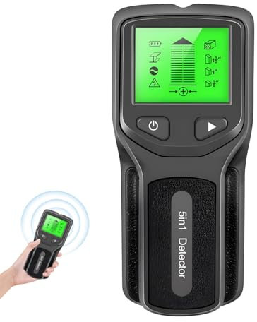 Stud Finder Wall Scanner, Wire Detector for Wall 5 in 1 Electronic Stud with LCD Display, Live Wire Detector for Wood, Metal and Ac Wire Detection (Black)