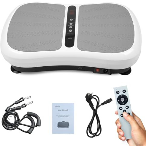 Piastra vibrante, piastra vibrante per lo sport, per la casa, altoparlante Bluetooth, 99 livelli di intensità, 5 programmi di allenamento, body building, muscolo (03 W)