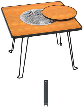 Barbecue Au Charbon De Bois De Camping pour Table, Barbecue À Charbon De Jardin Portable Barbecue Grill avec Poignée du Gril pour L'extérieur, La Voiture, Le Camping, La Cuisin(A)