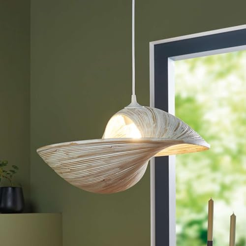 FRANK FLECHTWAREN Pendelleuchte Swing, Bambus Maße: Ø 48 x 20 cm, Kabel 65 cm, geeignet für Leuchtmittel max. 60 Watt/E27, ohne Leuchtmittel, nur für den Innenbereich geeignet