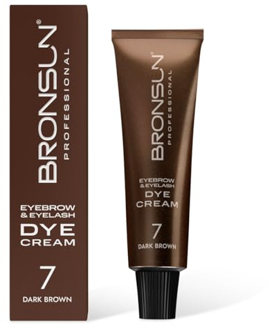BRONSUN® Tinte en Crema para Pestañas y Cejas | Coloración Intensa y Duradera | Fórmula Suave Sin Amoníaco | con Queratina, Seda y Vitamina E | Marrón Oscuro Nº7 – 15 ml