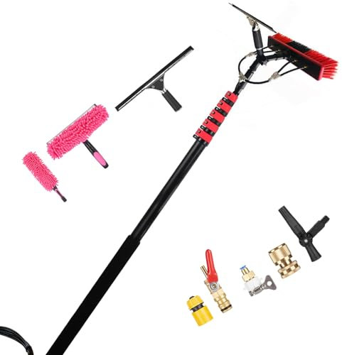 SHAHRYAR Spazzolone per Pannelli Fotovoltaici,Spazzola Telescopica Alimentata Ad Acqua,per La Pulizia O La Pulizia di Camper, Camion, Barche, Pannelli Solari, Terrazze,3.6m-55cmbrushhead