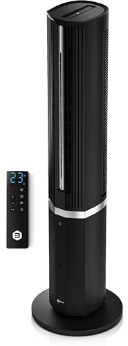 Balter 5-in-1 Mobile Klimaanlage ohne Abluftschlauch - Ventilator mit Wasserkühlung - Luftkühler & Luftreiniger, Luftbefeuchter - Turmventilator mit Wasserkühlung - Timer - sehr leise