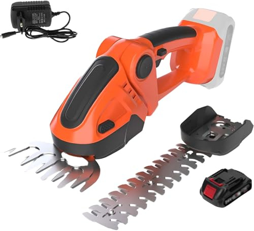 2 In 1 Cordless Hedge Trimmer & Grass Shear, Handheld Pruner, Garden Hedge Cutter for Lawn, Branches Pruning Hedge