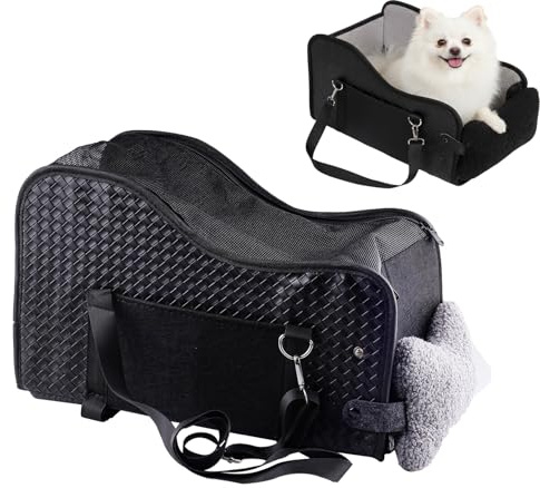 SenaiMy Outdoor Hundesitz Mittelkonsole Auto für Kleine Hunde, Klappbare Autositze für kleine Katzen und Hunde unter 7 kg, Waschbares Hundebett mit Reißverschluss