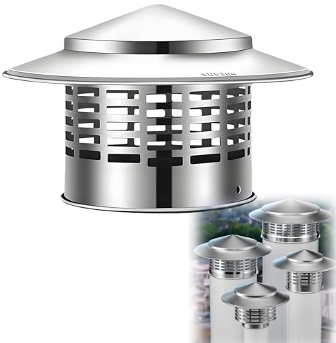 Schornsteinhaube Mit Vogelschutz Regenhaube Regenhut Schornsteinabdeckung Einsteck Für Ofenrohre Kamin Edelstahl 10 Größen (ø75mm 110mm 160mm 200mm)(160mm (6.3in))